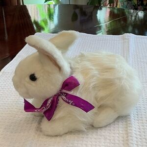 White Plush Bunny with Purple Bow